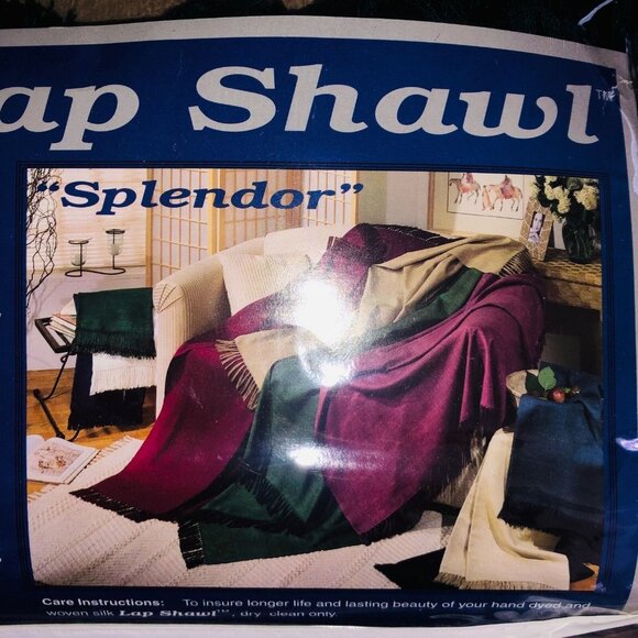 Park B Smith Lap Throw Shawl Green Silk 50 x 60 Hand Dyed Woven Splendor New - Picture 3 of 7